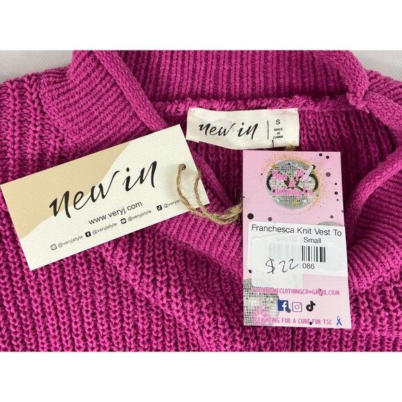 New In Collection Women Small Pink Franchesca Knit Vest Sweater Sleeveless NWT - Picture 6 of 9